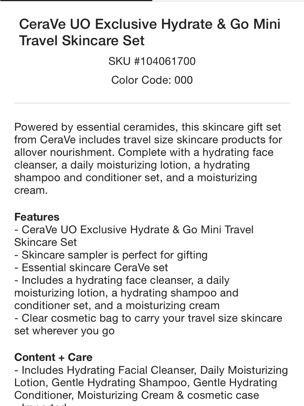 Urban Outfitters CeraVe Travel Skincare Set